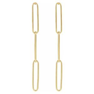 💛 14K Yellow Gold Paperclip Earrings